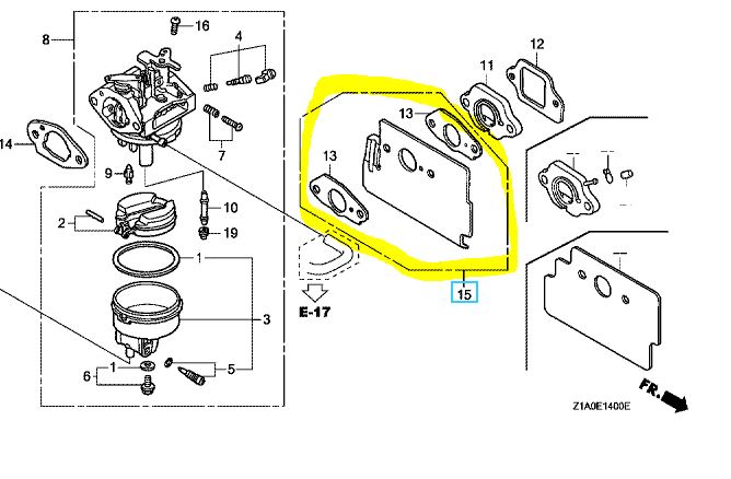 Joint et plaque carburateur Honda GCV