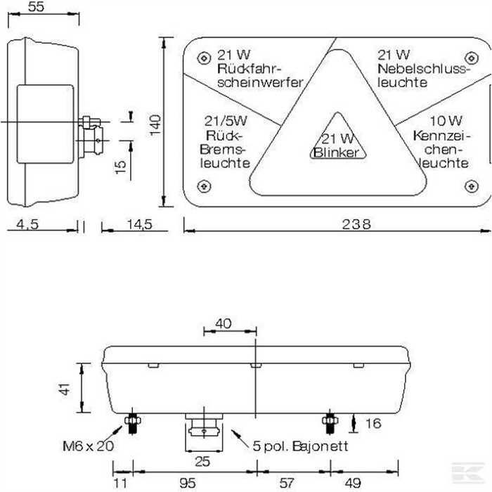 Feu arrière Droite ASPOCK multipoint 12V - 5 pins