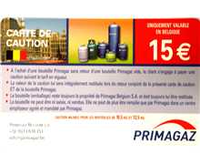 [GAZ CAUTION15] Carte de caution bonbonne de gaz primagaz 10.5kg 15 euros, PRIMAGAZ CAUTION 15, CAUTION15 bonbonne verte