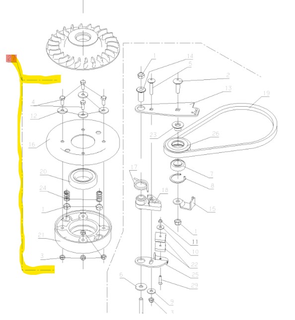 [ET43273] Accouplement de lame + 1/2 poulie ETESIA gba-gbe-ghb, 43273, ET43273