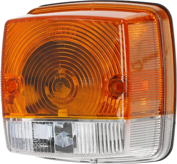 [2BE003014251] Feu de direction et de position 21W carré 12V ambre/transparent à boulonner 84x84mm Hella, 2BE003014251