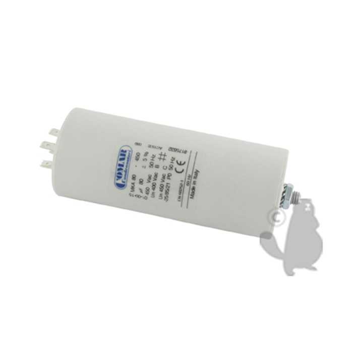 [240-2502] Condensateur électrique universel 80 uf. - Fixation M8 diam : 50 mm H: 120 mm, 2402502, 240-2502