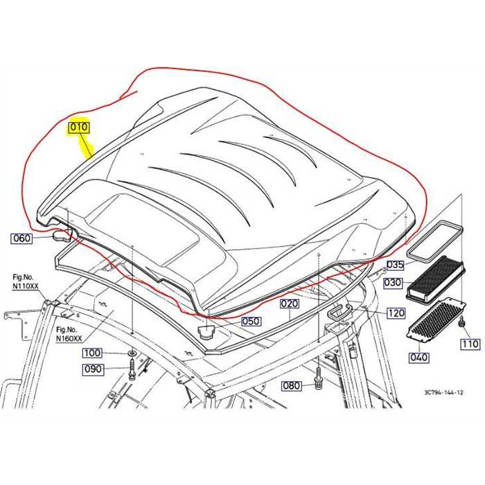 [3C581-71512] Coque de toit coté extérieur KUBOTA série M60 - M70 - M85 - M95, 3C58171512, 3C581-7151-2