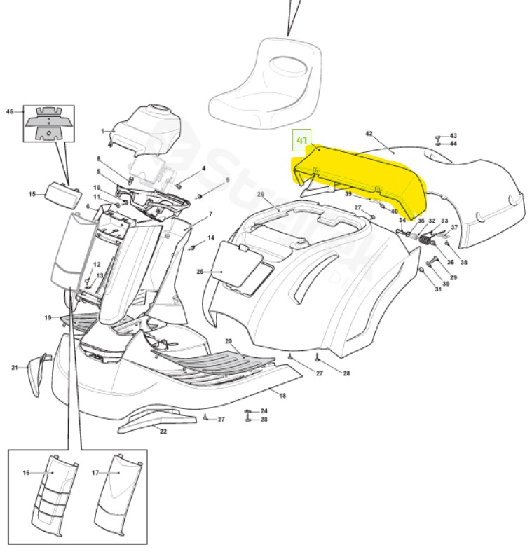 [327110575/0] Couvercle supérieur bac tondeuse Castelgarden PA135C72H, 327110575/0, 3271105750