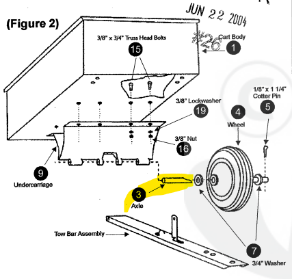 Axe de remorque Brinly LC1500B, PP5629