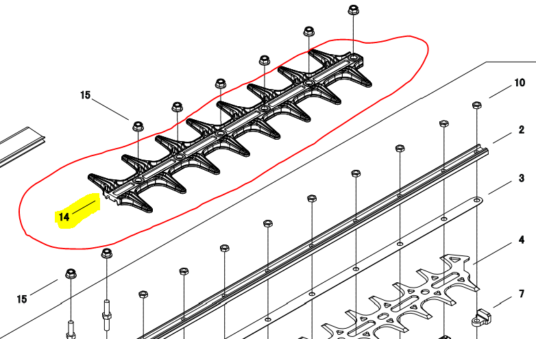 [X431-000100] Peigne de protection de lamier SHINDAIWA DH2200ST, X431-000100, X431000100, SIX431000100