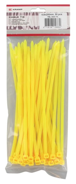 50 serre-câbles 4,8x200mm jaune,50pcs