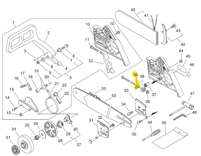 [V309-000030] Ergot tendeur de chaine Shindaiwa 667, V309-000030, V309000030, ECV309000030
