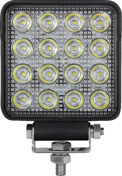 Phare de travail LED 25W, 3040lm,carré 25W 2500lm, 10/30V, 108x48x108mm très longue portée 16 LED Kramp