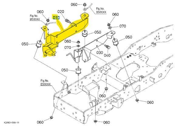 [K2053-22125] Support Moteur Kubota G23HD, K2053-22125, K2053-2212-5, K205322125, K2053-22124, K205322124