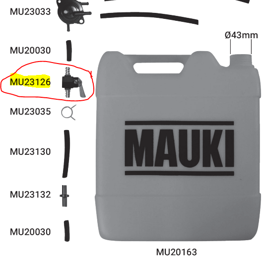 Robinet métallique sortie carburant MAUKI