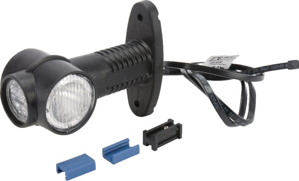 Feu de gabarit LED, rond, 12V, rouge/blanc/orange, boulon sur fiche DC, Aspöck