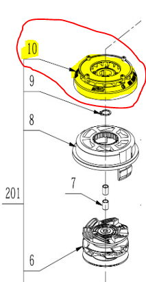 Couvercle supérieur tête nylon EGO ST1510, 28500917, 2825470002