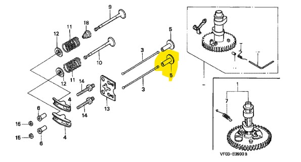 Poussoir de soupape Honda, 14441-ZE1-010, 14441ZE1010