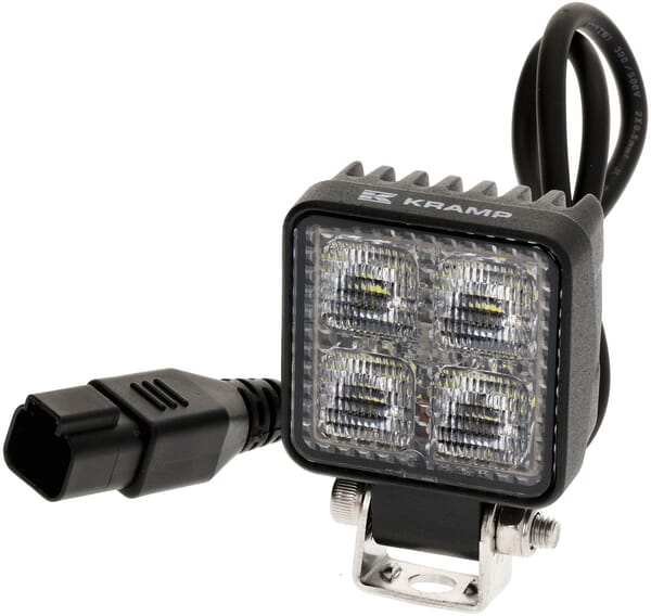 [LA10605] Phare de travail LED 12W 1200lm carrée 12/24V blanche 53 7x75 5x32 3mm prise Deutsch faisceau large 8LED, LA10605