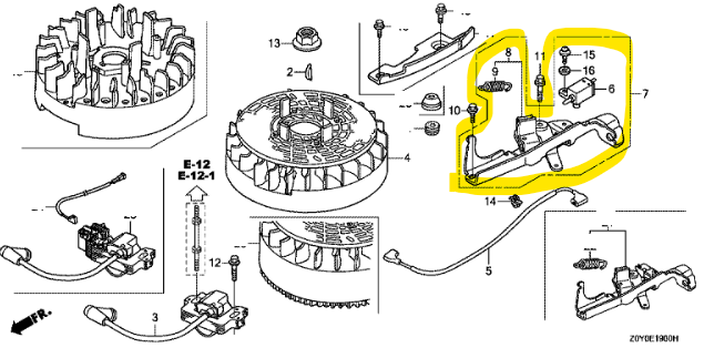 Ensemble frein moteur hrx537, 75100-Z0L-901, 75100Z0L901