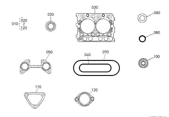 [1G003-99353] Kit joints culasse Kubota GR1600-2, 1G003-99353, 1G00399353, 1G003-9935-3