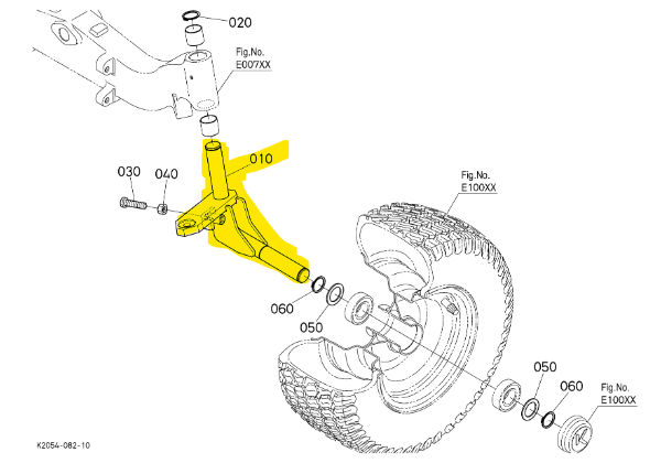 [K2054-15160] Pivot de fusée gauche Kubota G231HD, K2054-15160, K205415160, K2054-1516-0