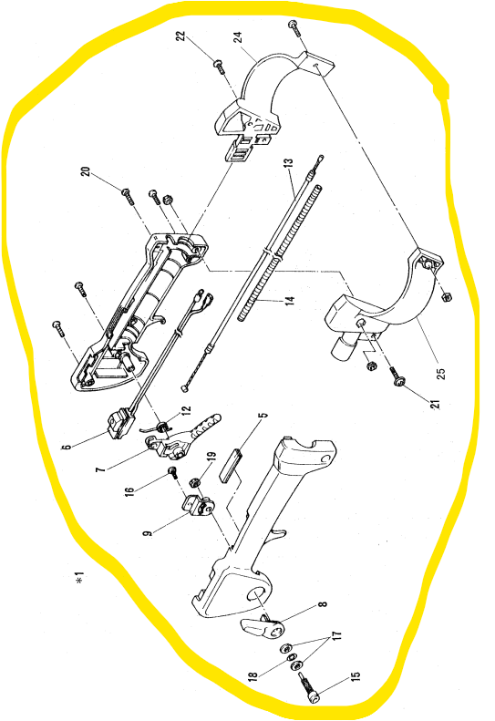 [662-50010-02] Poignée de gaz Complete Robin FL500, R6625001002 , 662-50010-02 