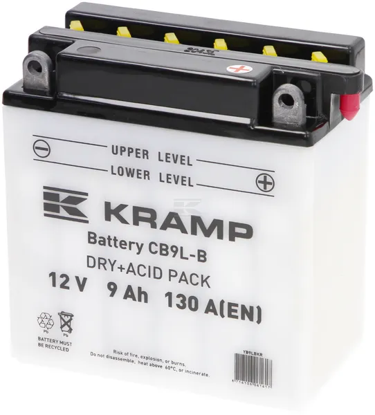 [YB9LBKR] Batterie 12V 9Ah 130A avec pack d'acide Kramp