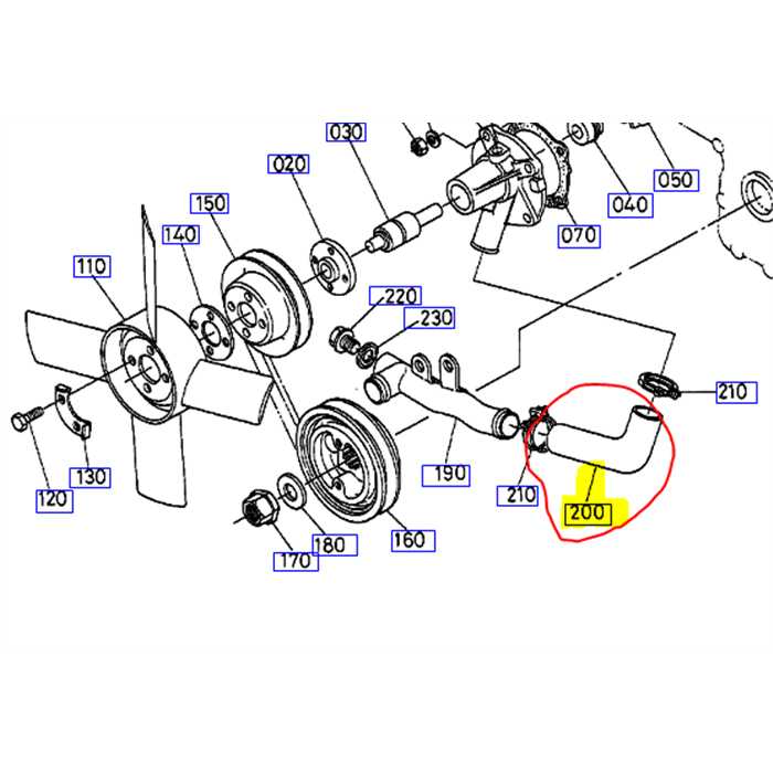 Durite pompe a eau KUBOTA D850 - B7200, 1553172870, 15531-7287-0