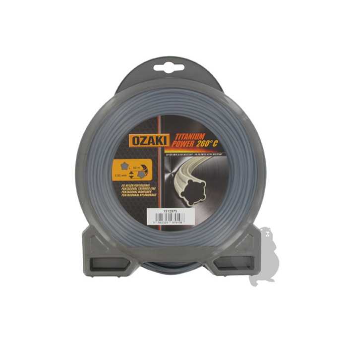 [151-2973] Coque fil OZAKI TITANIUM POWER 3 0mm X 62m Profil pentagonal co-polymère haute résistance., 1512973, 151-2973