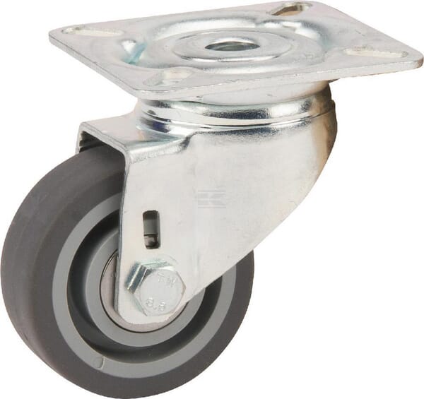[2470pjp050p40] Roue pivotante, roue en polyuréthane : Ø50x19mm, Fixation de plaque: 60x60mm Load: 40kg Tente 2470pjp050p40