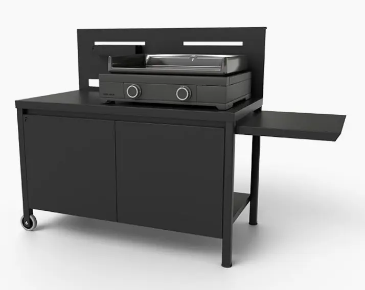 [030372] Table Roulante avec Crédence en Acier Noir et Gris Fermé de Forge Adour, TRCAF N, 030372, 8436555025694