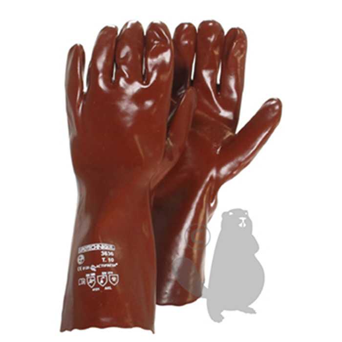Paire de gants PVC protection acide Taille 10/L. Pour manipulation de produits liquides chimiques, 9808204, 980-8204