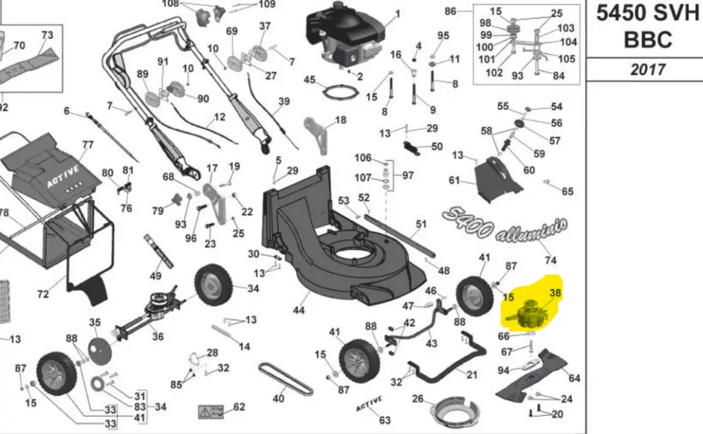 [AC-51156] Embrayage de lame tondeuse pro active 5450svh bbc ( noram ) 1, 51156, AC51156, 104118, 