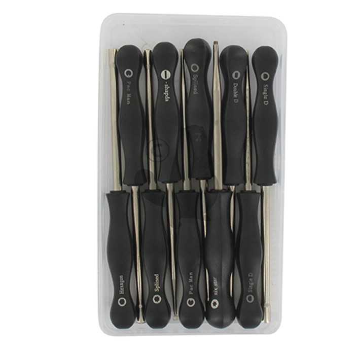 Jeu de dix outils de réglage carburateurs combinant deux empreintes à coin deux empreintes en étoil, 9207036, 920-7036