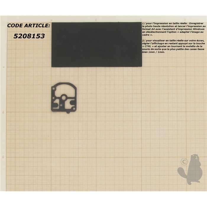[520-8153] Joint adaptable pour carburateur ZAMA modèles C1S, 5208153, 520-8153