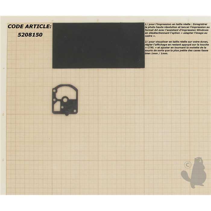 Joint adaptable pour carburateur ZAMA modèles C1S, 5208150, 520-8150