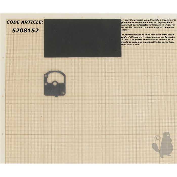 Joint adaptable pour carburateur ZAMA modèles C1S, 5208152, 520-8152