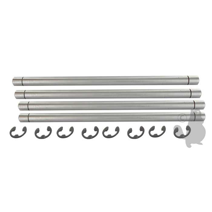 Kit de 4 arbres et 8 clips adaptable pour scarificateur BLUE BIRD. Remplace origine: 5002, 6500900, 650-0900