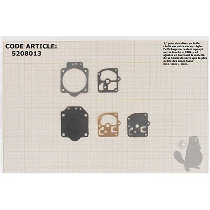 Kit membranes et joints carburateur adaptable McCULLOCH PM610. Remplace origine GND-10., 5208013, 520-8013