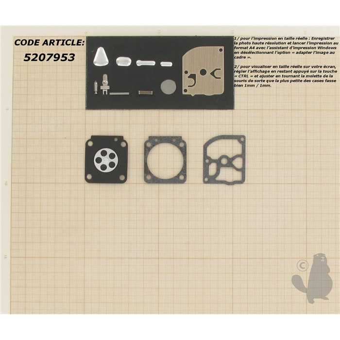 Kit réparation adaptable pour carburateur C3 monté sur STIHL FS450 FS108 FS106 FS120 FS200 FS2, 5207953, 520-7953