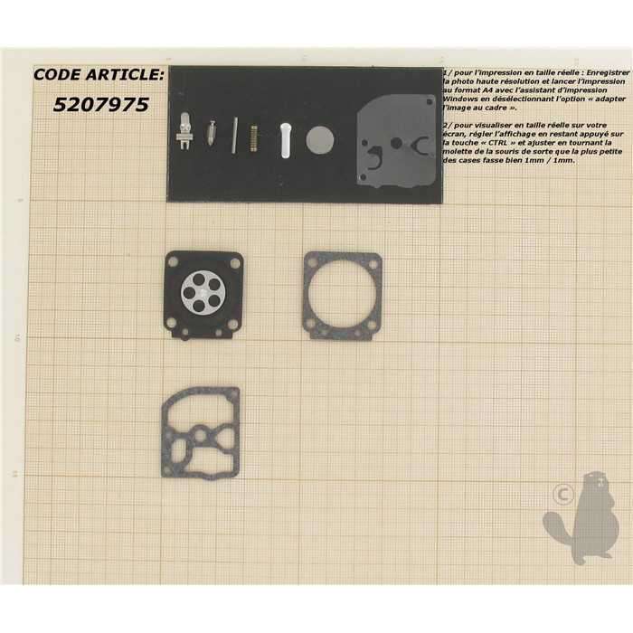Kit réparation adaptable pour carburateur C1Q monté sur STIHL FUIJ HFL500X et MFL500X. Remplace or, 5207975, 520-7975