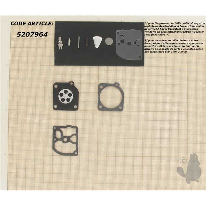 Kit réparation adaptable pour carburateur C1Q monté sur Super 2X2 200 OLEO-MAC 935F 935DF STIHL, 5207964, 520-7964