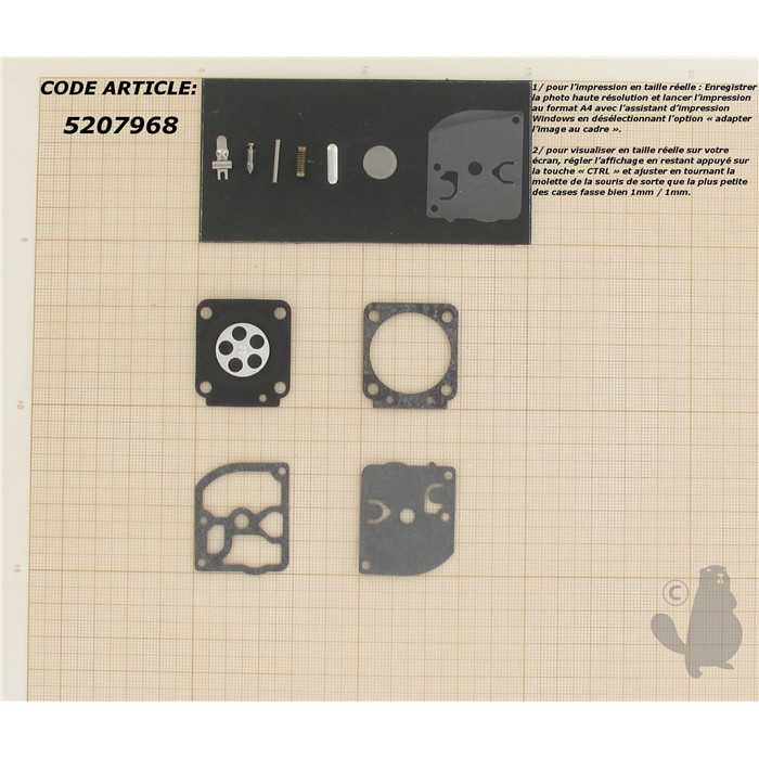 Kit réparation adaptable pour carburateur C1Q monté sur ECHO PB 4600 STIHL et autres. Remplace origi, 5207968, 520-7968
