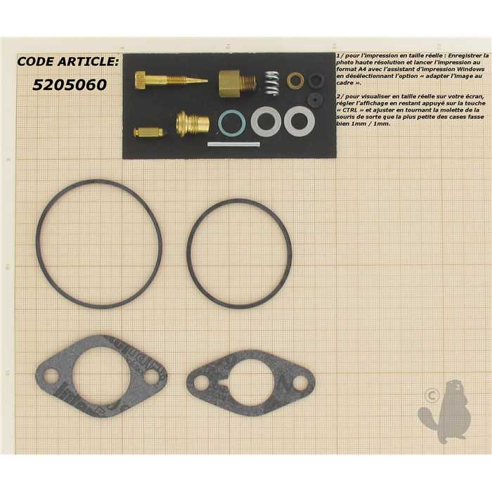 Kit réparation adaptable ONAN pour modèles AK AJ L K NH et NHC à Carburateur Walbro LMG et TECUMS, 5205060, 520-5060