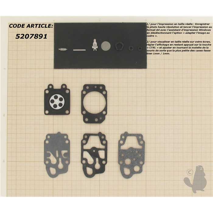 Kit réparation adaptable pour carburateur WYK monté sur HUSQVARNA 132 ECHO RMA HB 212 et Tanaka SW, 5207891, 520-7891