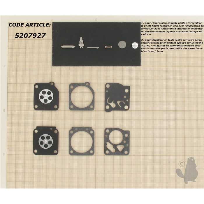 Kit réparation adaptable pour carburateur monté sur Mc CULLOCH 310 300 510 et autres. Remplace ori, 5207927, 520-7927