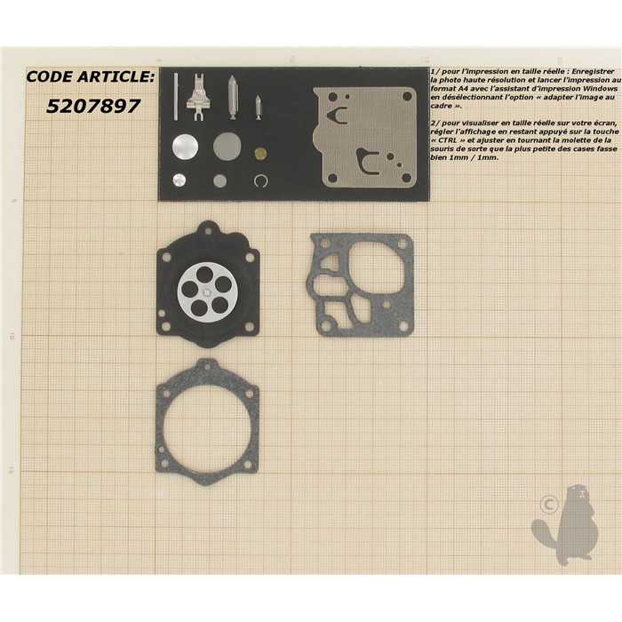 [K10-WJ] Kit réparation adaptable pour carburateur WJ monté sur Cifarelli Emak HOMELITE HUSQVARNA Mc CULL, 5207897, 520-7897