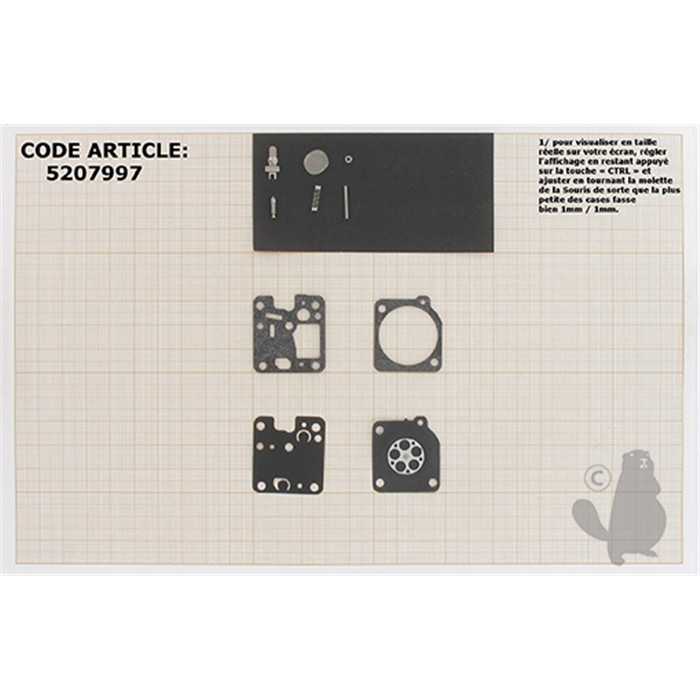 Kit réparation membranes et joints carburateur adaptable pour carburateur RB-K75 RB-K85 RB-K86 RB, 5207997, 520-7997