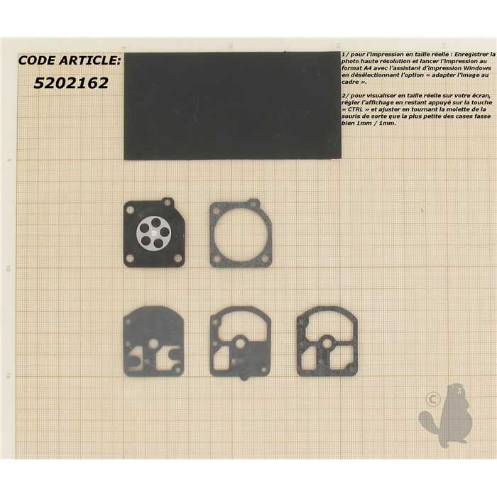 Kit membranes carburateur adaptable pour ZAMA. Remplace origine: GND4 K015026 K015034, 5202162, K015026, 520-2162, K015034