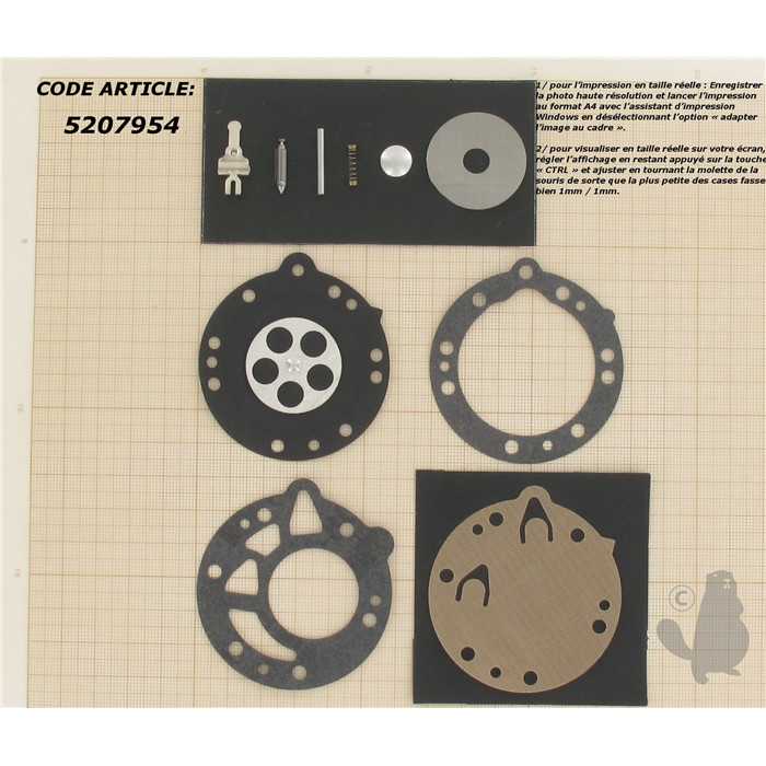 Kit réparation adaptable pour carburateur C1Q monté sur STIHL 08 070 090 TS350S TS360AVS et autr, 5207954, 520-7954