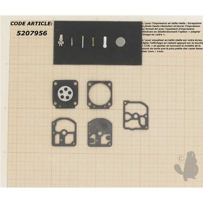 Kit réparation adaptable pour carburateur C1Q monté ECHO PB4600 PB6000 STIHL et autres. Remplace ori, 5207956, 520-7956