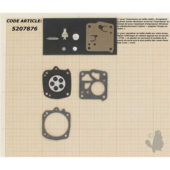 Kit réparation adaptable pour carburateur HS monté sur ECHO GT2400 SRM3000 Shibaura SD23 et SD26., 5207876, 520-7876