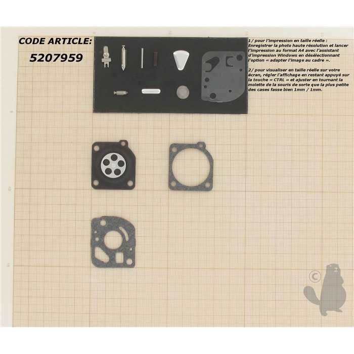 Kit réparation adaptable pour carburateur C1Q monté sur EFCO 750 8510 640 8742 JET300 JET400 O, 5207959, 520-7959